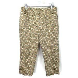 Ruby Road Multicolor Print Cropped Casual Flat Front Capri Pants Womens Size 12
